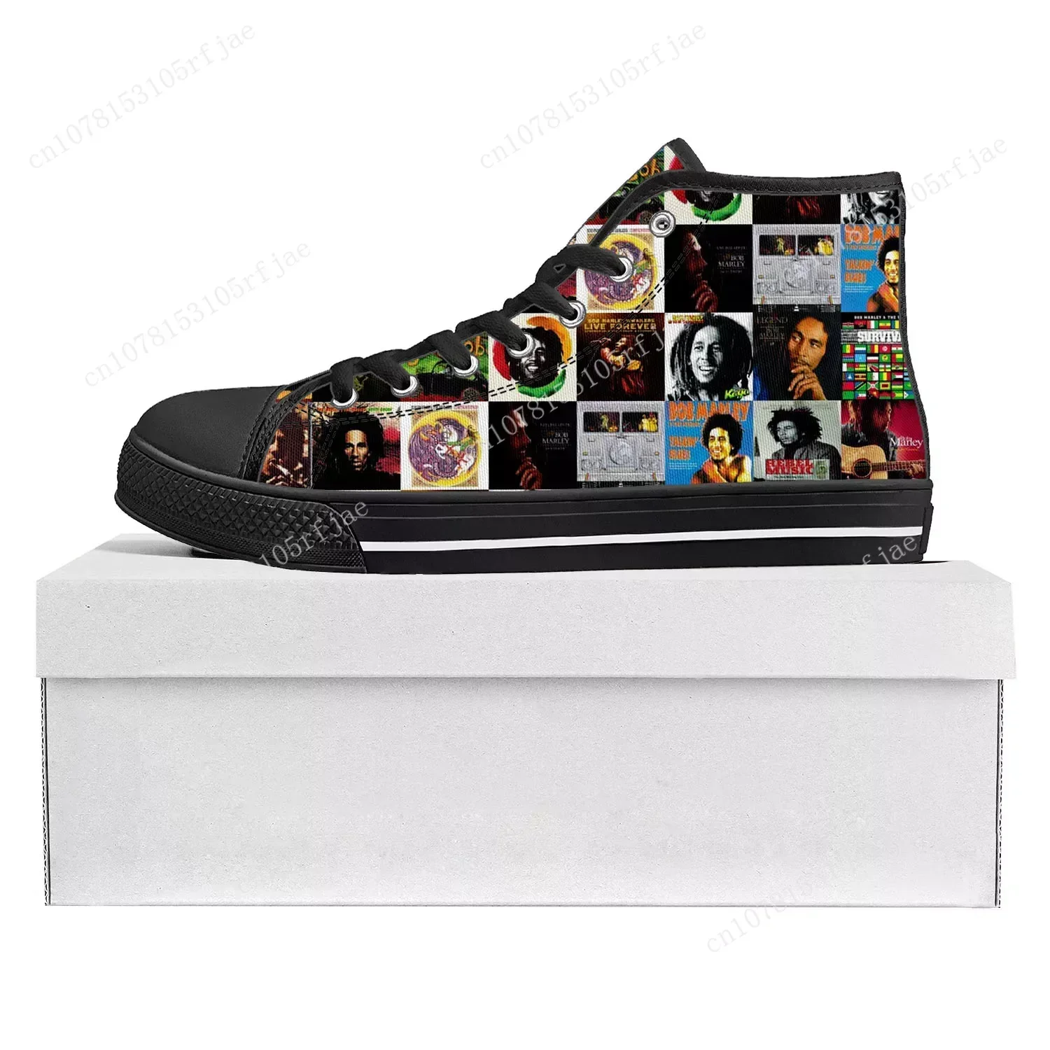Reggae Rock Music Star Bob Marley High Top High Quality Sneakers Mens Womens Teenager Canvas Sneaker Couple Shoes Custom Shoe
