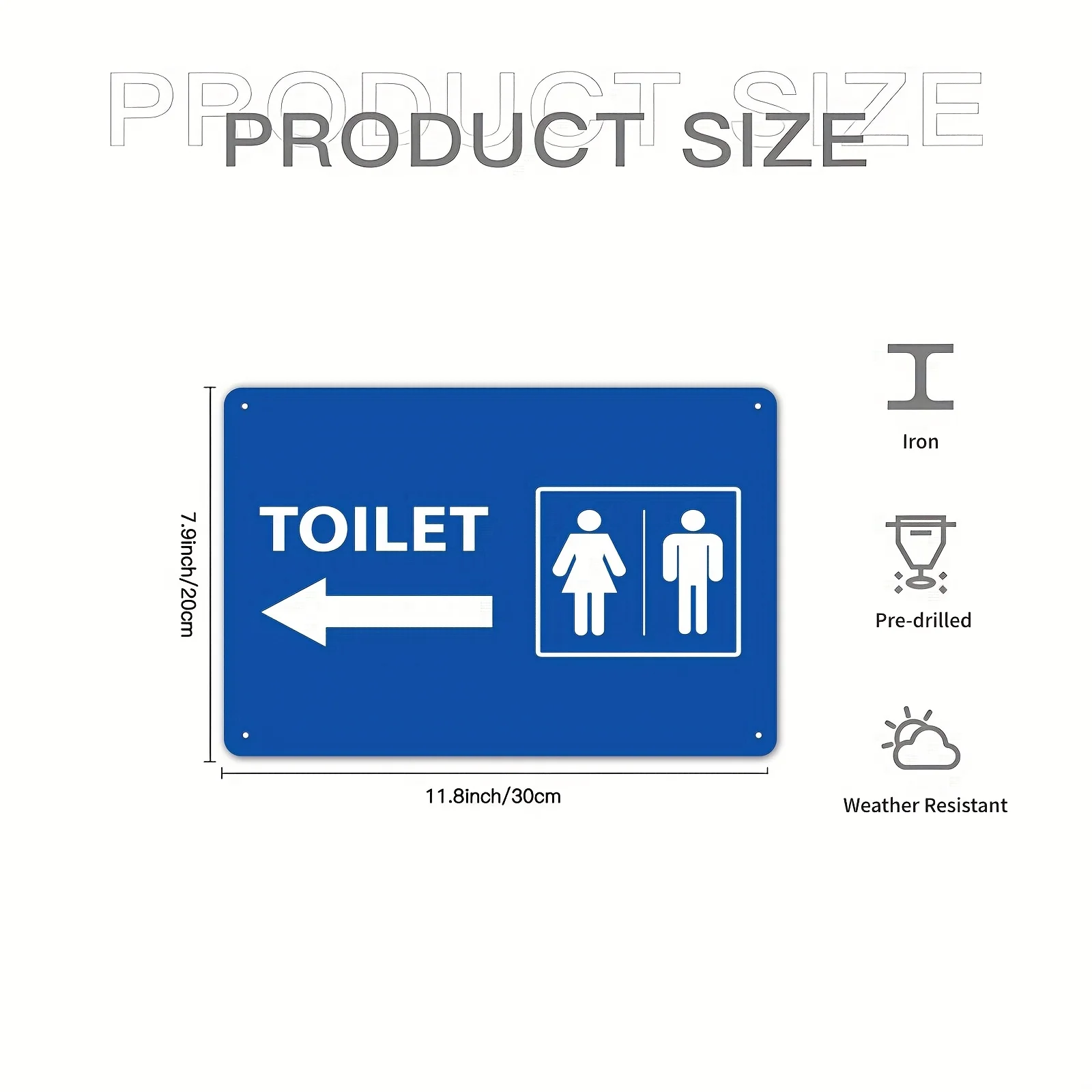 Heavy-Duty Metal Arrow Plaque, 1pc Bathroom Direction Sign Left Arrow, Waterproof Indoor Outdoor Restroom Decor, No Power Needed