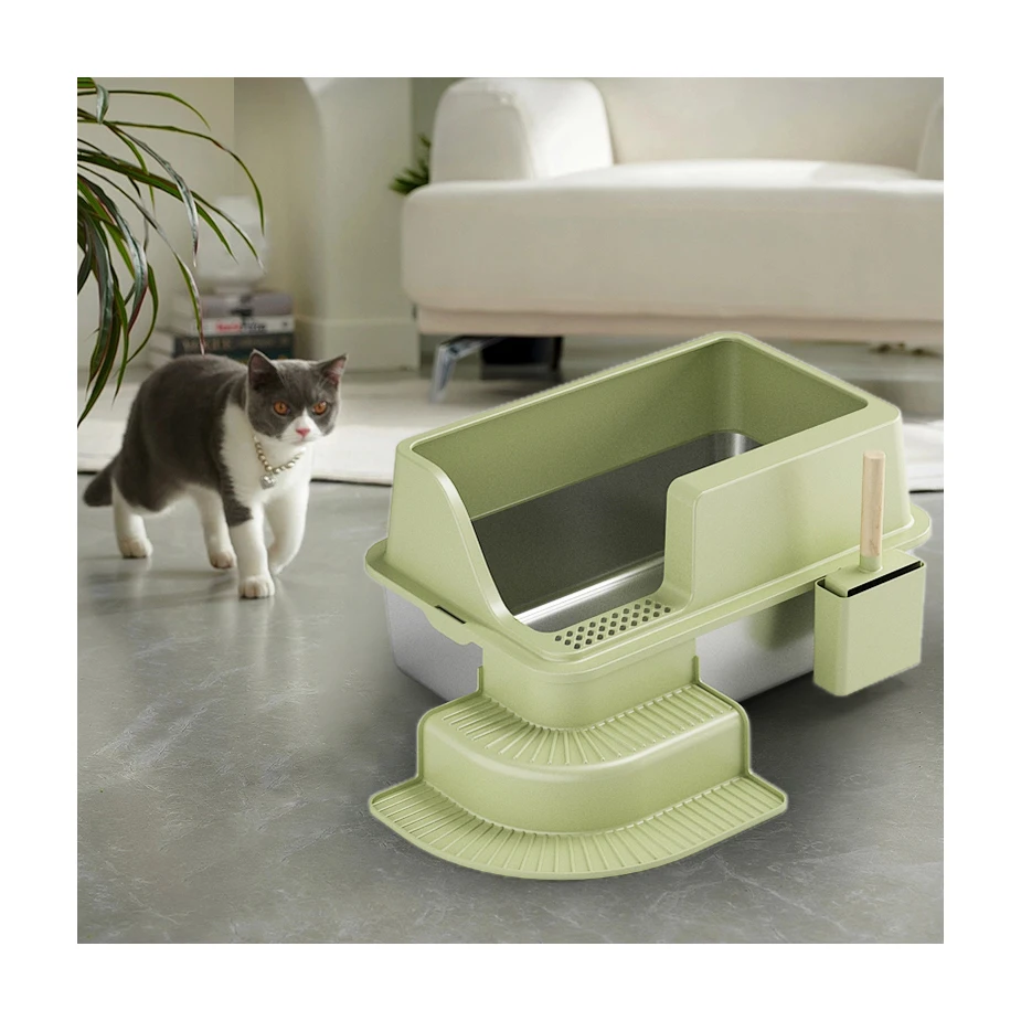 

New Type of Stainless Steel Cat Litter Box, High Side Non-stick Anti-rust Litter Box, Easy To Clean and Durable Cat Litter Box