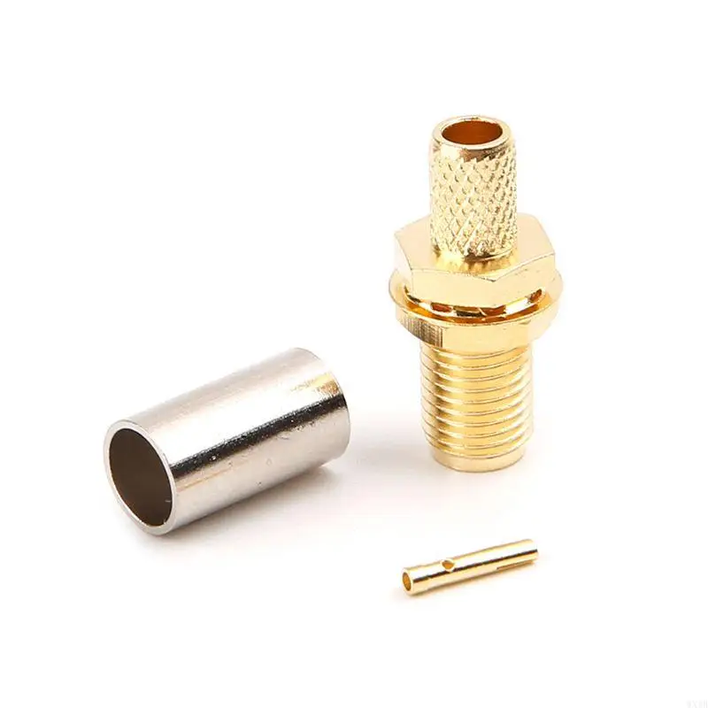 10PCS SMAメスナットバルクヘッドクリンプRG RG142 LMR195 RG400用のRFコネクタ