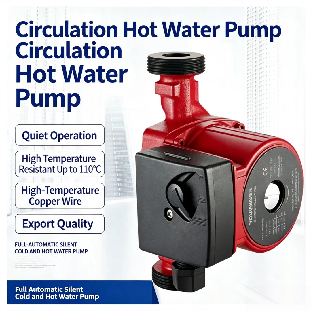 Household Silent Shielded Hot Water Circulating Pump Heating System Pipeline Pressure Booster Pump for Floor Heating and Radiato