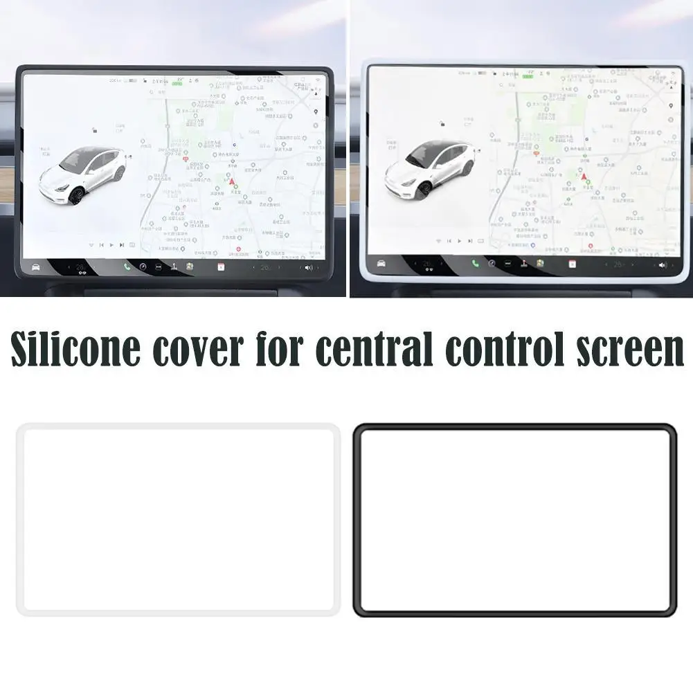For Tesla Model 3 / Y Silicone Protective Frame Edge Cover Central Control Display Navigation Screen Protector Car Accessories