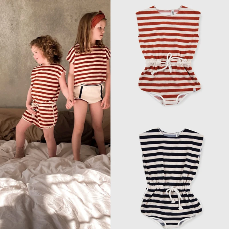 big fire sales Baby Bodysuits  New Summer Bonnie Brand Infant Newborn Toddler Stripe Jumpsuits 1 Pcs Clothes Sets for Boys Girls