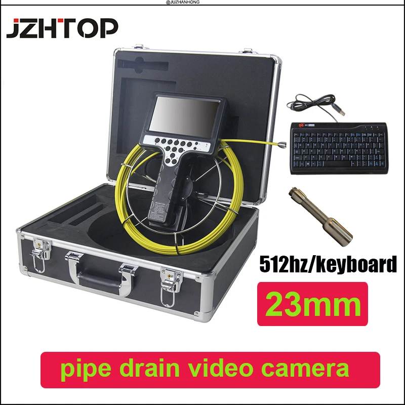 

23mm Pipe Video Endoscope Drain Sewer Inspection Camera Pipeline Borescope DVR Keyboard Input 512hz Sonde Transmitter