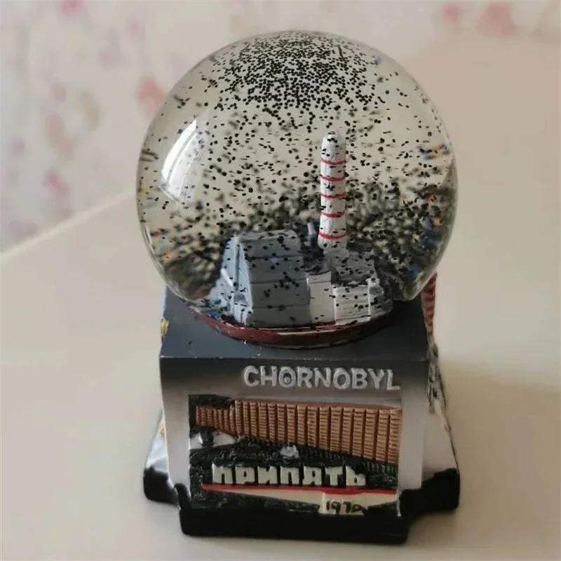 Chernobyl Snow Globe Ukrainian Nuclear Plant Tragedy In Pripyat Dome Ornament For Home Desk Display, Collectors, Dark Gift
