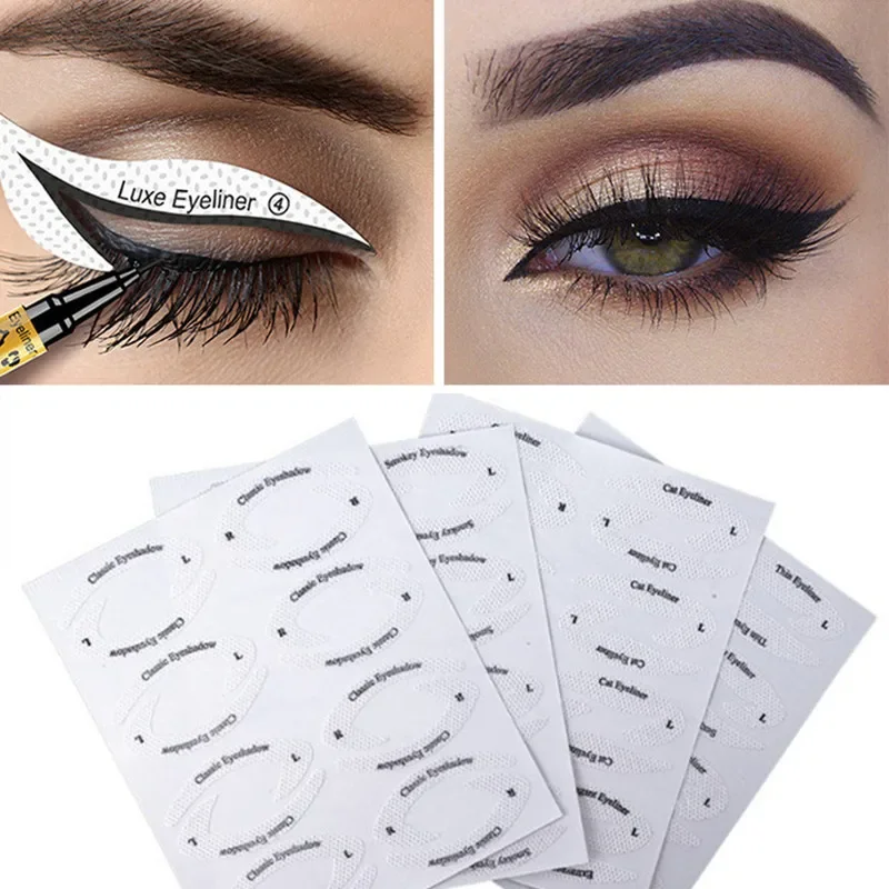 Plantillas de maquillaje para ojos, herramientas para dar forma a las cejas, sombra de ojos, plantillas de maquillaje, tarjetas adhesivas