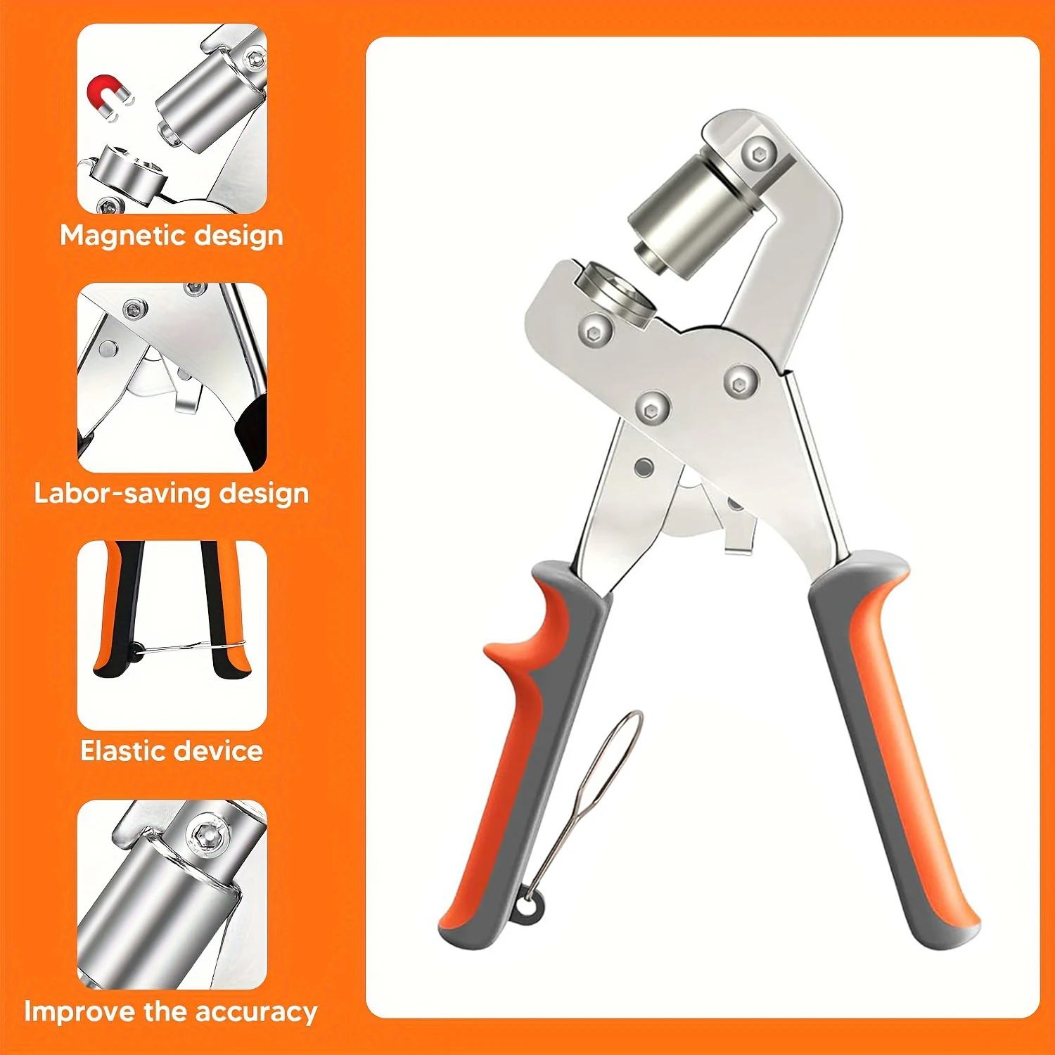 6/10/12mm 600 Sets Eyelet Tool Kit with 3 Interchangeable Dies, Handheld Hole Punch Pliers for Tarps Fabric Shower Curtain Cloth