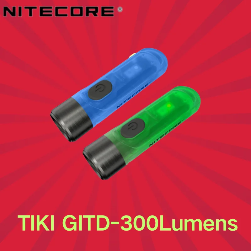 nitecore tiki gitd chaveiro luz usb recarregavel luz uv cri alto mini lanterna portatil 300lumens 01