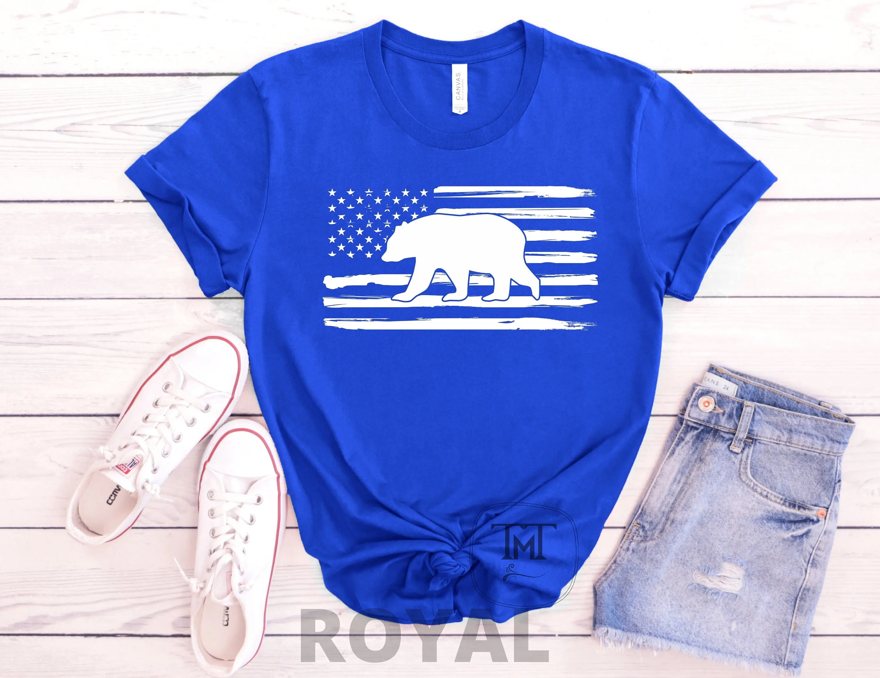 Usa Bear Flag T Shirt 4Th Of July American Freedom Patriotic Independence Day Merica Memorial