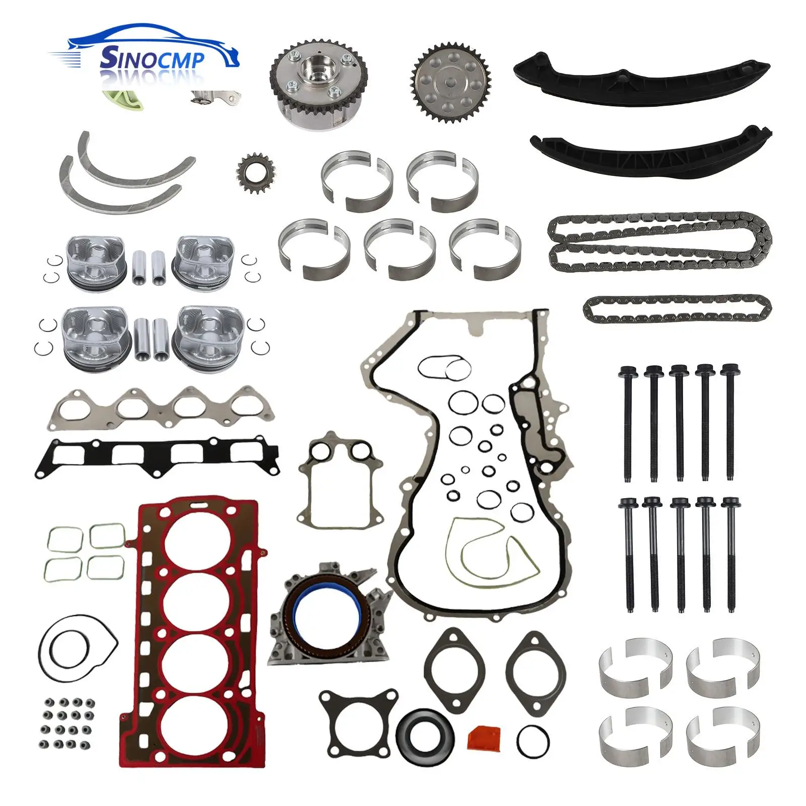 

EA111 Engine Overhaul Rebuild Kit & Valves Pistons & Rings Seals Gasket Kit 03C198151F For VW Audi 1.4 TSI CAVD CTHD BLG BMY
