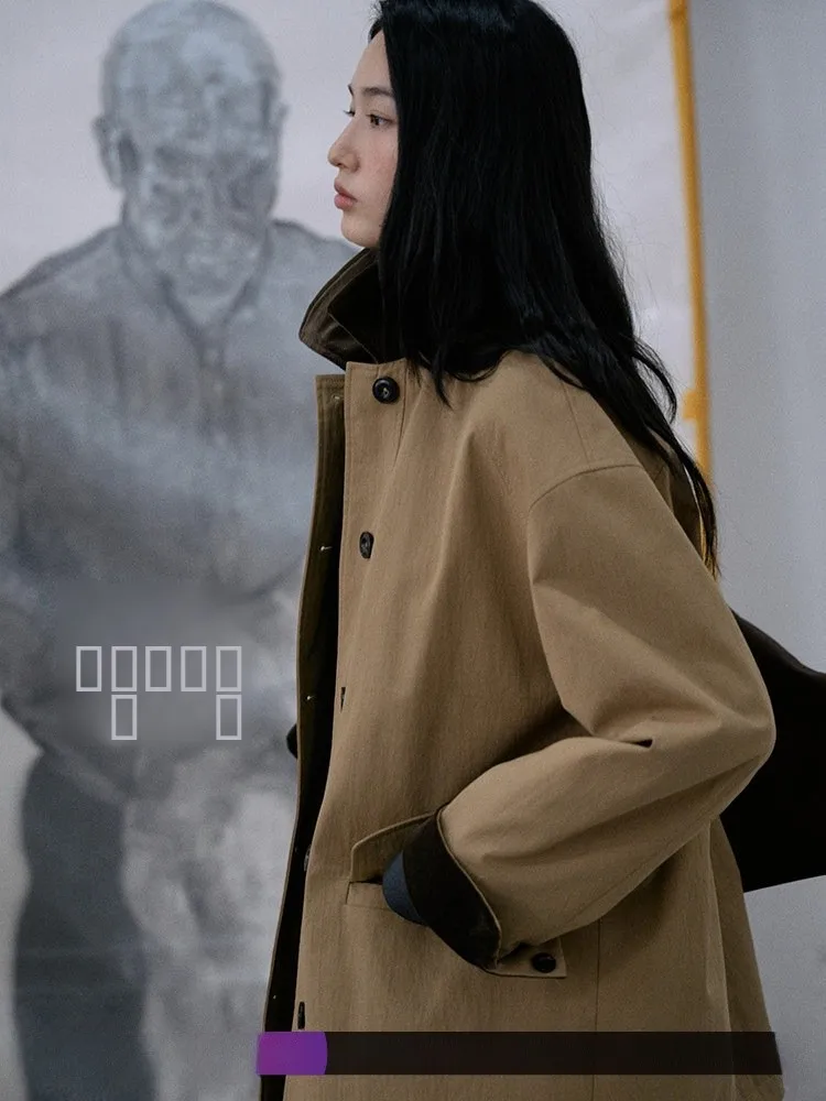 

Ретро-куртка в британском стиле для женщин, свободного кроя, с длинными рукавами, в стиле барн, с цветными вставками и воротником, для повседневной носки