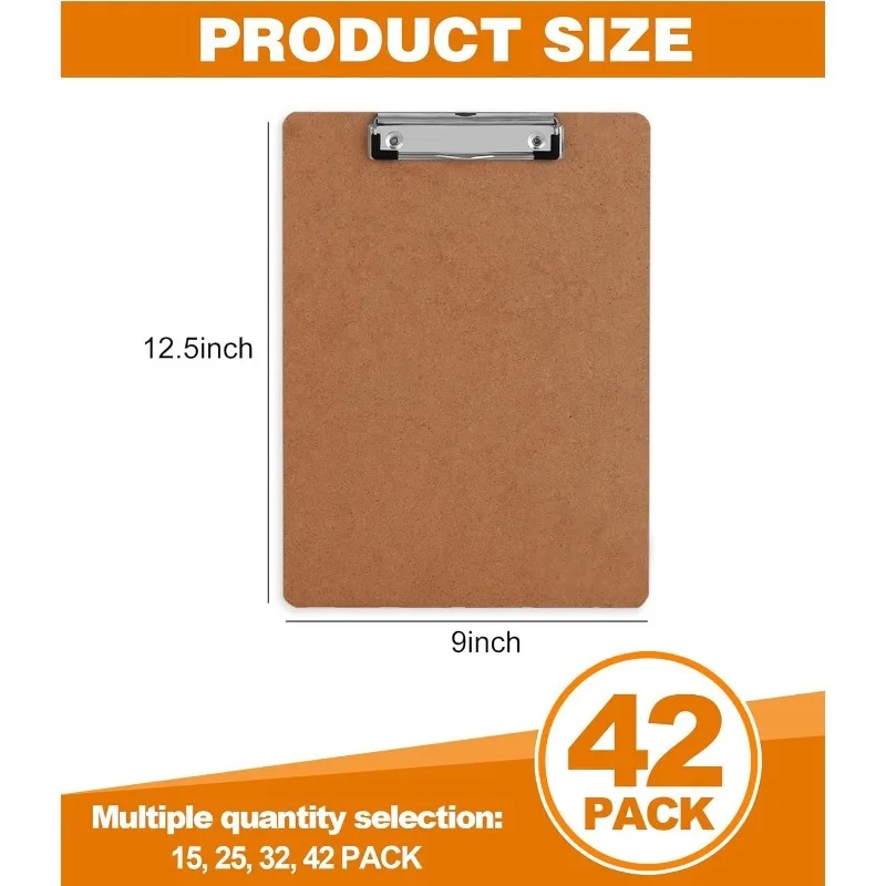 

Clipboards, 42 Pack Hardboard Office Clipboards Low Profile Clip Standard A4 Letter Size, ECO Friendly