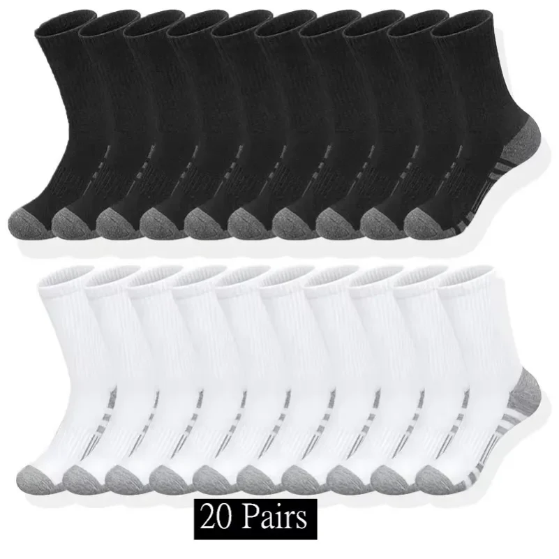 

10/20/30 Pairs Men's Classic Crew Socks, Unisex Sports Running Basketball Socks, Anti-Slip Breathable Outdoor Athletic Socks