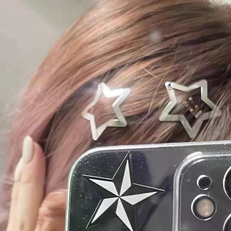 10pcs Star Hair Clips Snap Hair Barrettes Non Slip Five Pointed Star Hair Accessories for Girls Women Y2K Metal Hair Clips