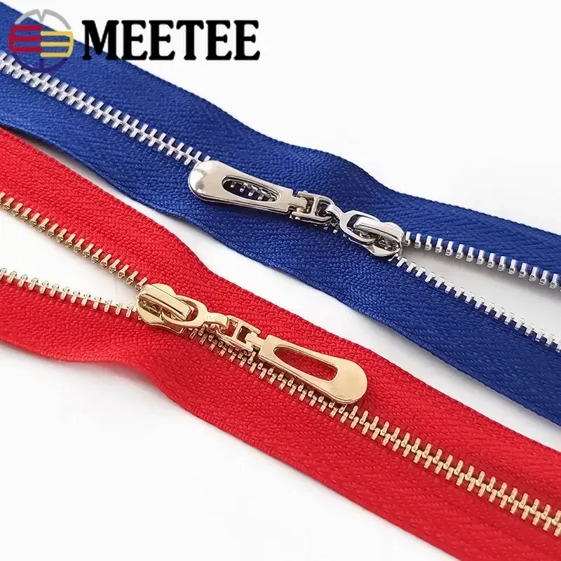 Meetee 5Pcs 3# 15/18/20/25/30/40/50/60/70cm Metal Zipper Lock Zippers Decoration Zip For Sewing Bags DIY Clothing Accessories