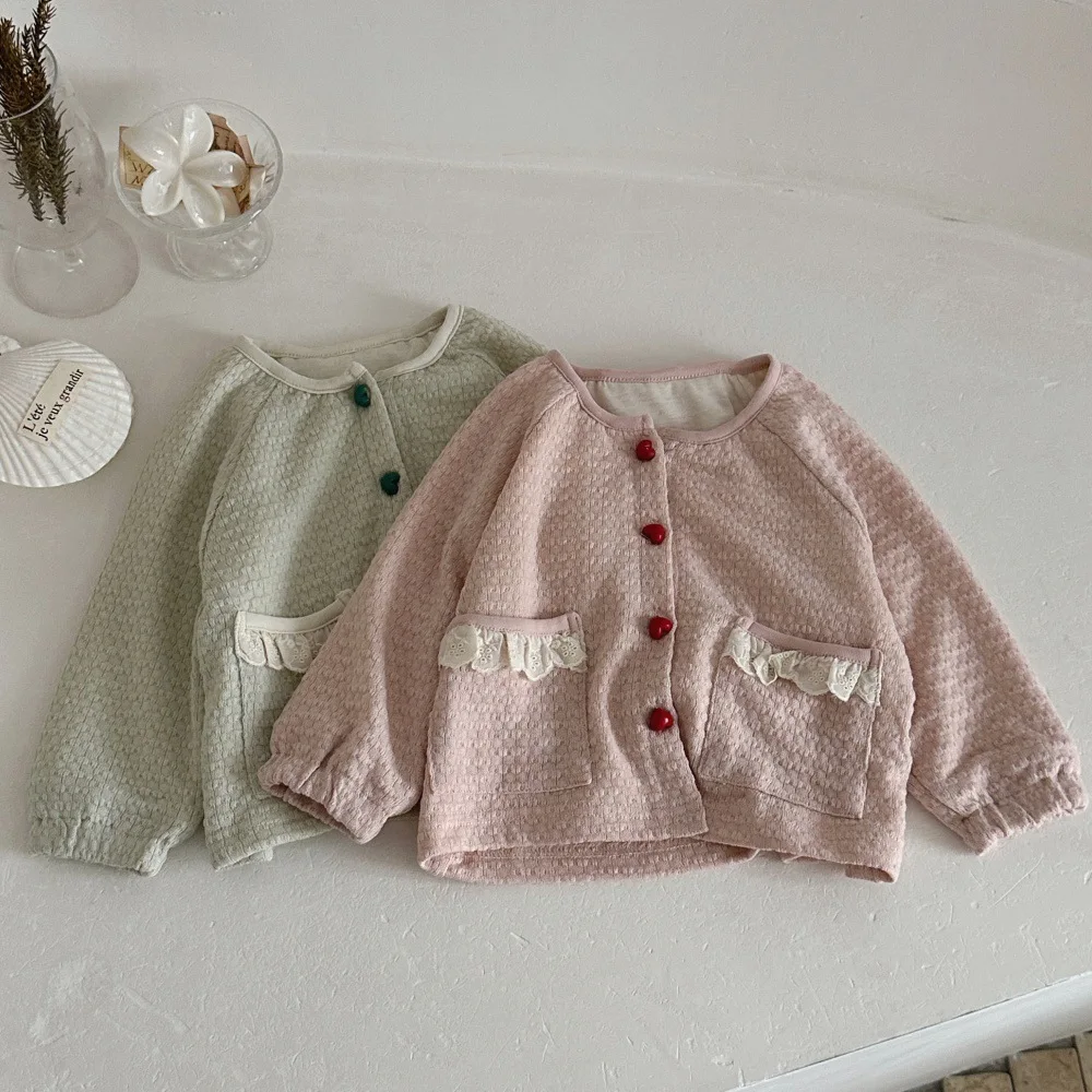 2026 Autumn New Baby Girl Long Sleeve Coat Solid Girls Cute Cardigan Infant Simple Versatile Coat Toddler Clothes