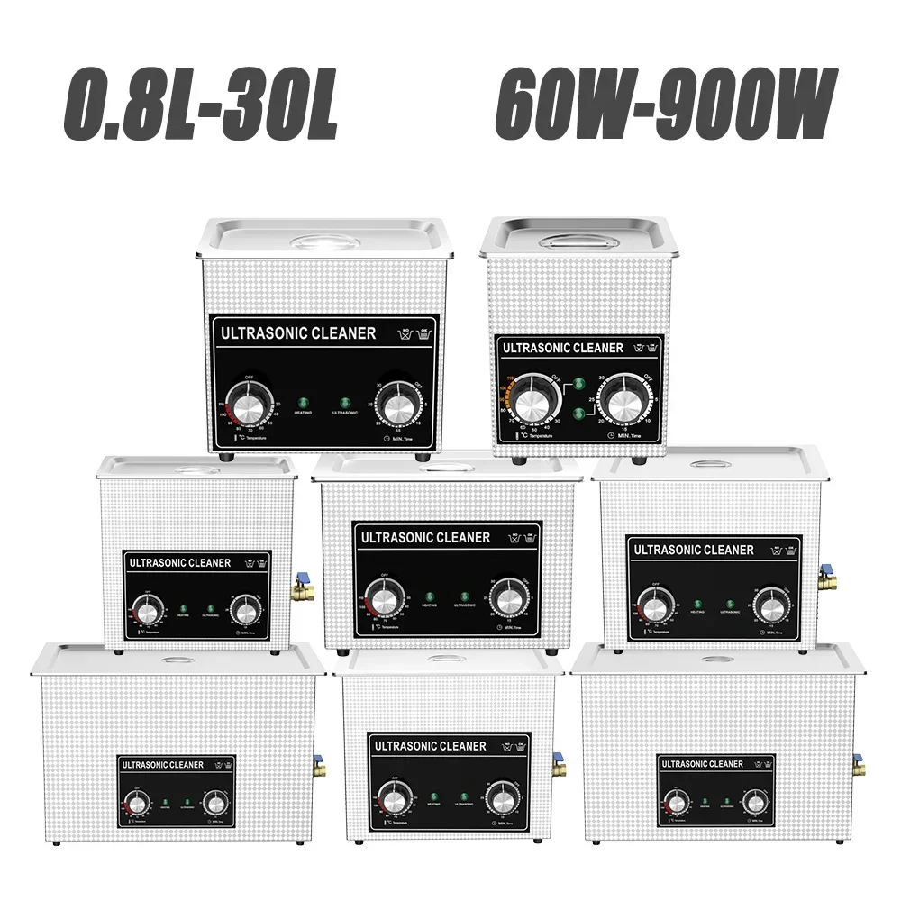 Ultrasonic Bath 60W-900W 0.8L 2L 3L 4L 6L 10L 15L 22L 30L Heater Timer Stainless Steel Basket Ultra Cleaner Cleaning  Machine