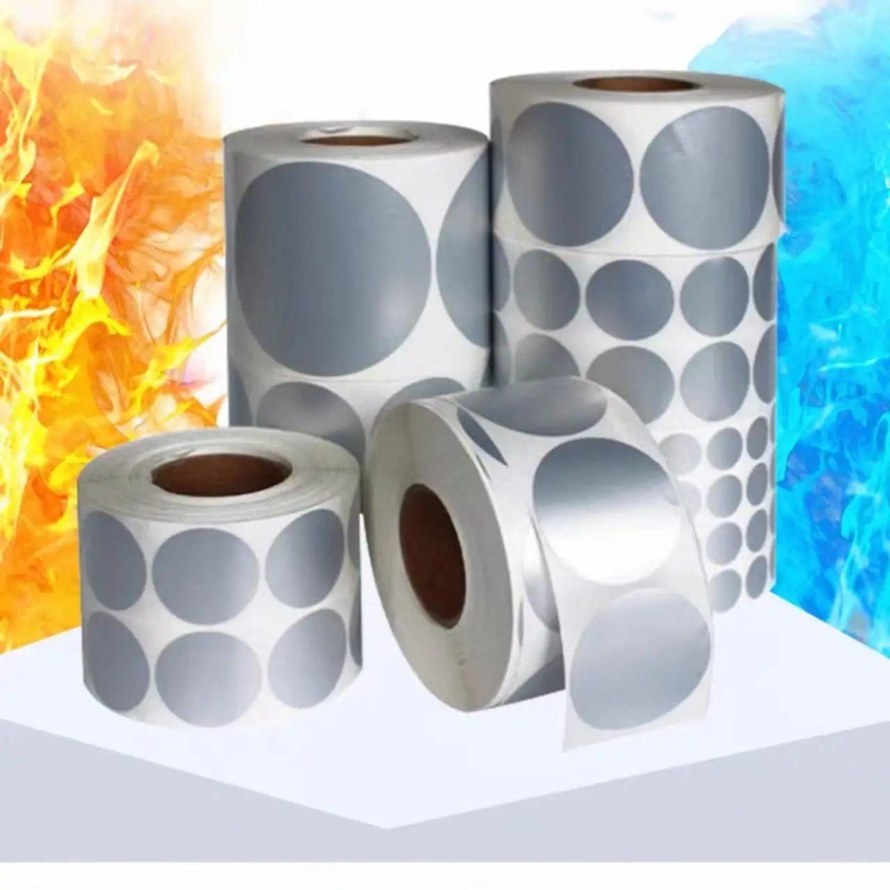 

Круглая матовая серебряная термобумага для печати этикеток, офисное оборудование/упаковка для еды, самоклеящаяся наклейка 50x50 мм, наклейка «Спасибо»