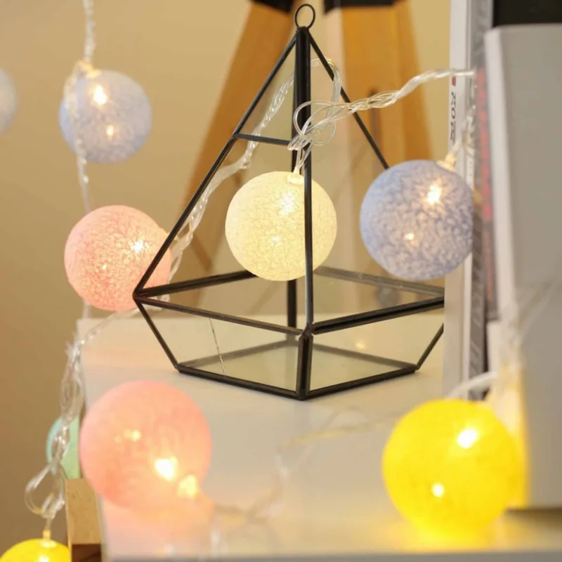 2.2M 20 LED Cotton Ball Garland Lights String Christmas Xmas Outdoor Holiday Wedding Party Baby Bed Fairy Lights Decorations image 2