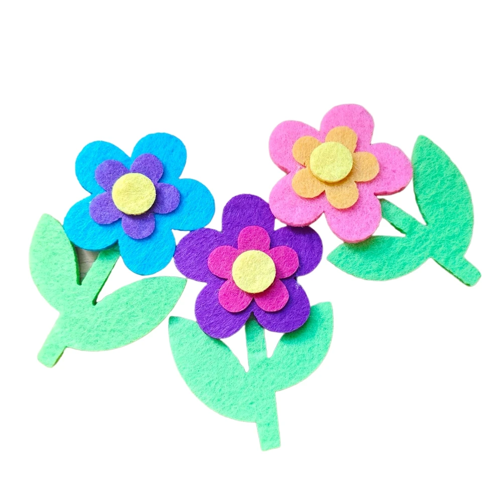 Non Woven Felt Flower Wall Stickers for Children, Tulips, Sun, Smiling Face, Kindergarten, School, Classroom, Handmade Toys view 5