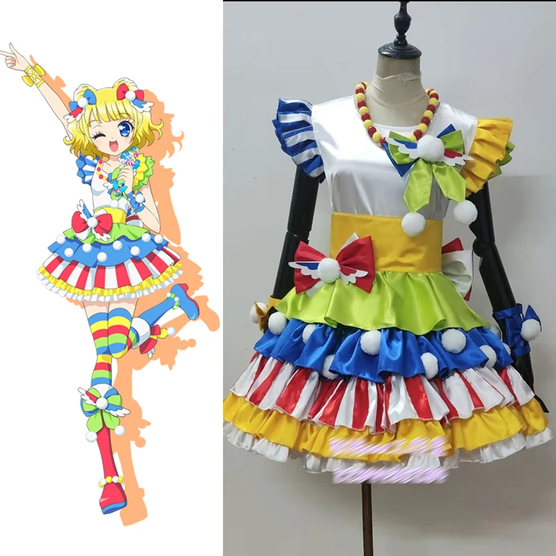 Anime PriPara Minami Mirei Cosplay Idol Candy color Cute Sweetheart girl Dress ful set B