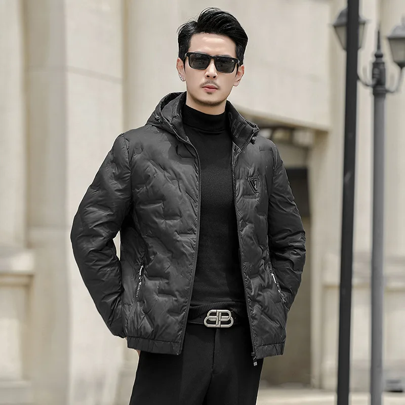 

Мужская мода Мужская зима Новые теплые толстые ветрозащитные парки Куртки Пальто Осенняя мода с капюшоном Slim Fit Повседневные повседневные парки для мужчин