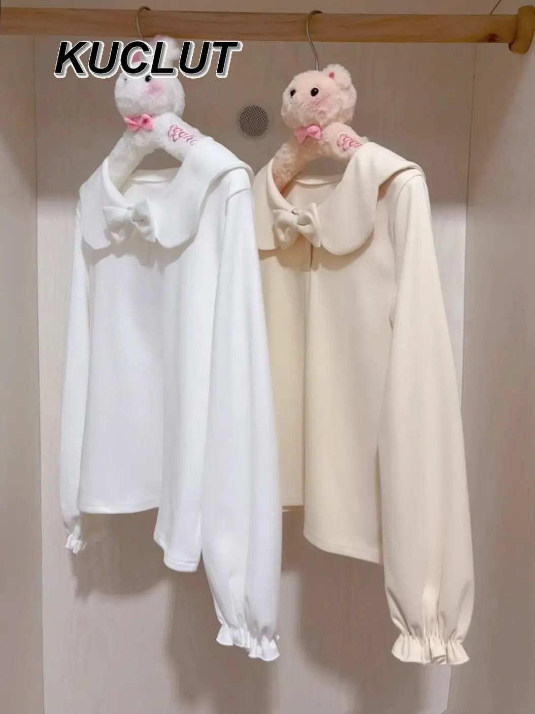 

Женские футболки, осенне-зимние рубашки в стиле Лолиты с кукольным воротником, внутренняя рубашка, милая базовая рубашка с длинными рукавами для девочек, универсальные повседневные футболки