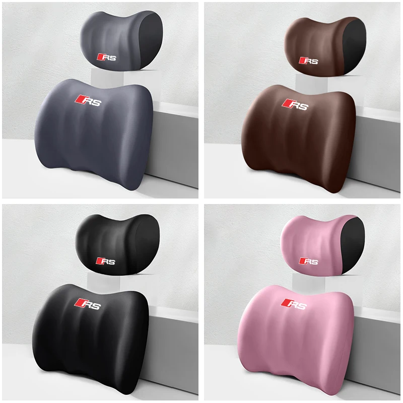 Car Headrest Lumbar Support Breathable Neck Pillow Waist Cushion For Audi RS Q5 Q7 Q3 A3 A4 A6 A5 A1 S1 S3 S4 RS5 RS6 A7 A8 Q2