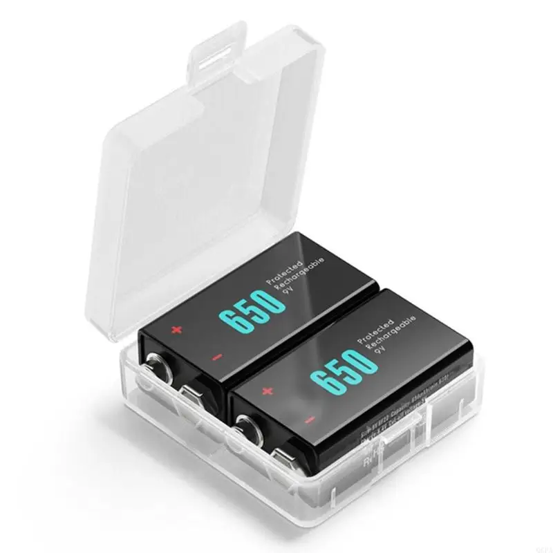 Q6PA 9V Battery Storage Case, Clear 2 Slot Organizers for 2Pcs 9V Battery Drawer Use