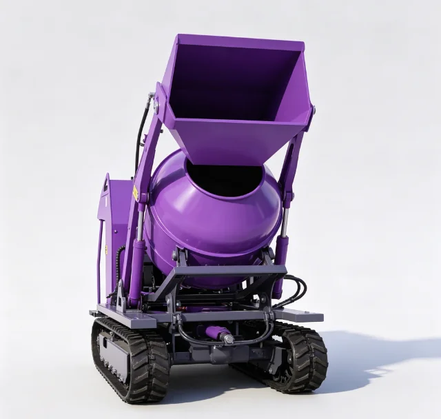 500L Crawler Concrete Mixer Diesel Powered Tracked Mixer with Hydraulic Self Loading Bucket for Construction