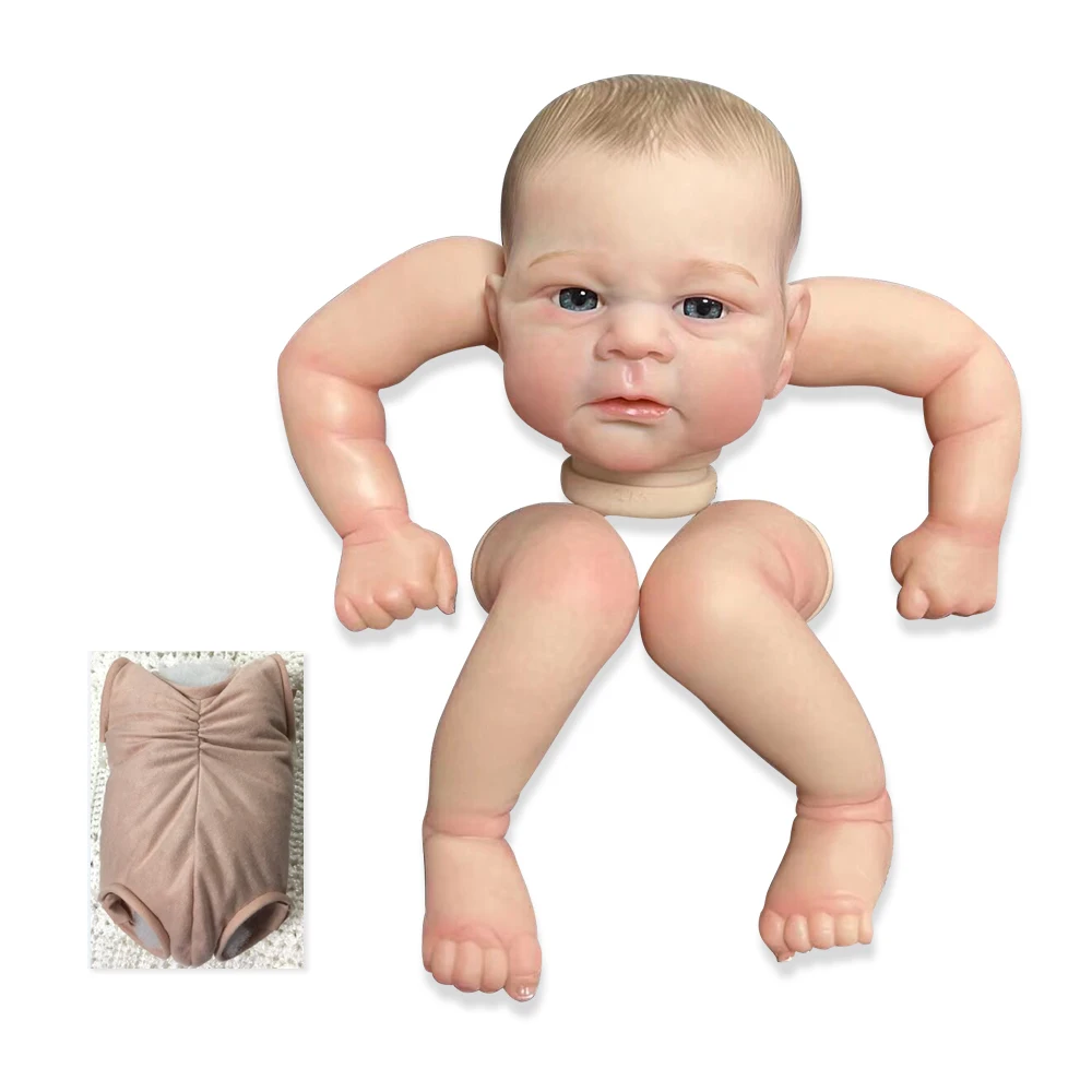 NPK 19inch Finished Doll Size Already Painted Elijah Lifelike Soft Touch Flexible finished Doll Parts with Body and eyes