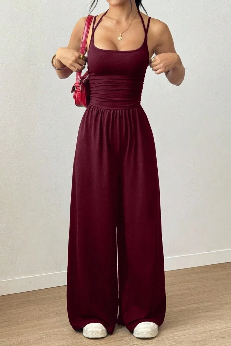 Spring Fall 2025 New Arrival Women's Jumpsuit Solid Color Double-Strap Relaxed-Fit Casual Pants Y2k Clothing