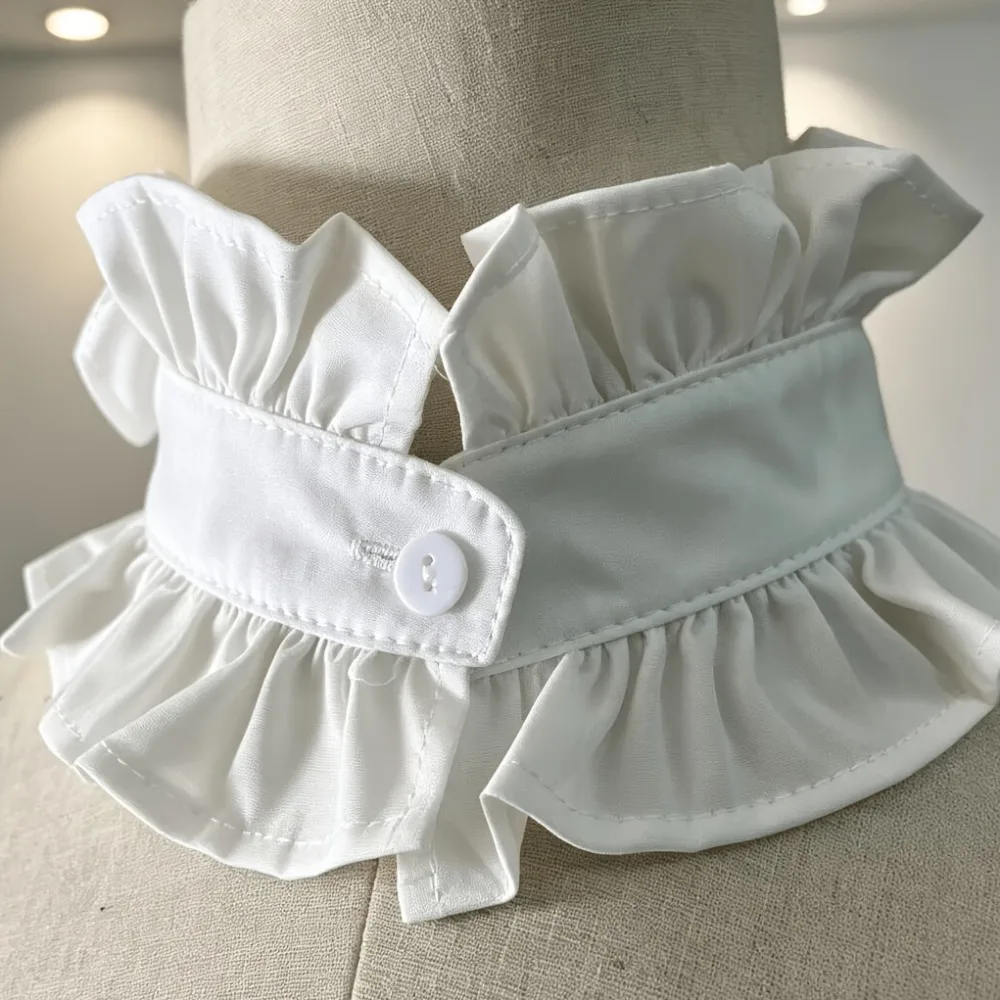 Pleated Ruffled Detachable Collar Stand Collar Black White False Blouse Collar Polyester Soft Lightweight Elizabethan Collar