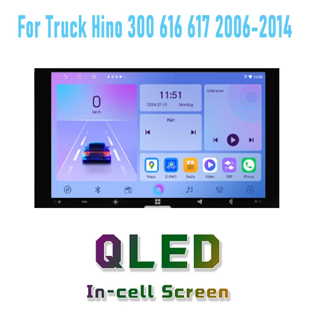 Radio GPS de 7'' para Camión Hino 300 616 617 2006-2014, Reproductor Multimedia con Apple CarPlay Inalámbrico, Android 15, Estéreo, Navegador, WIFI, BT