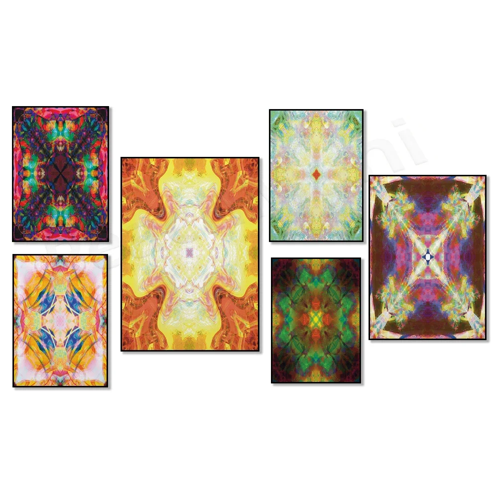 Fascinante arte fractal, cartel de arte astral vibrante, diseño de patrones delicados, idea de arte de pared espiritual psicodélico, diseño divino
