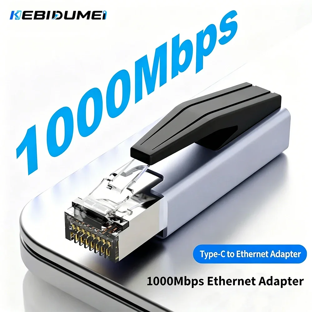

Kebidumei 1000Mbps Type C to Ethernet Adapter Portable Network Card Converter USB C Female to RJ45 Male for MacBook Pro iPhone16