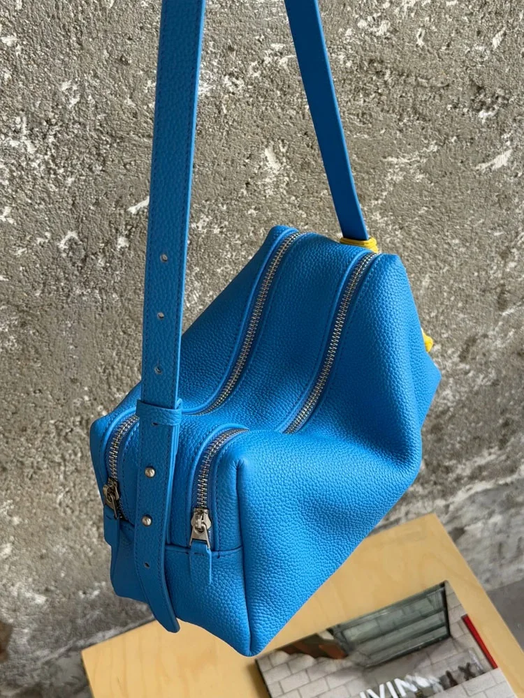 

Blue Large Capacity Multi-compartment Women's Shoulder Bag Commuter Handbag Pillow Design Soft Polyester Casual Style