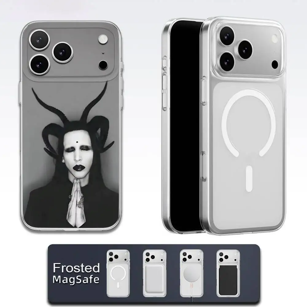 

Phone Case For iPhone 17,16,15,14,13,12,11,Pro,Max,Plus,E,Air,Mini Magsafe M-Marilyn M-Manson Frosted Transparent Cover