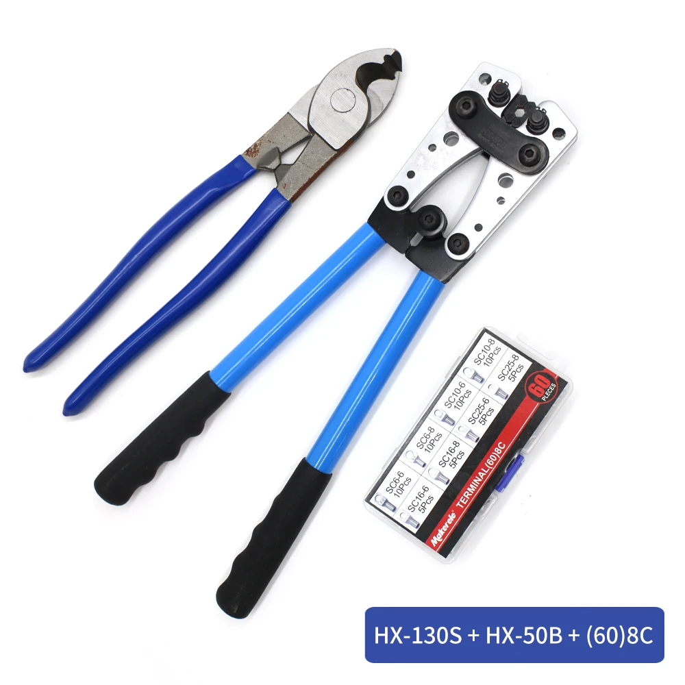 Crimping Plier 6-50mm HX-50B AWG 1-10 Cat Auto Copper Ring Bare Cable Battery Terminals Lug Crimping tool Cable Terminal Plier