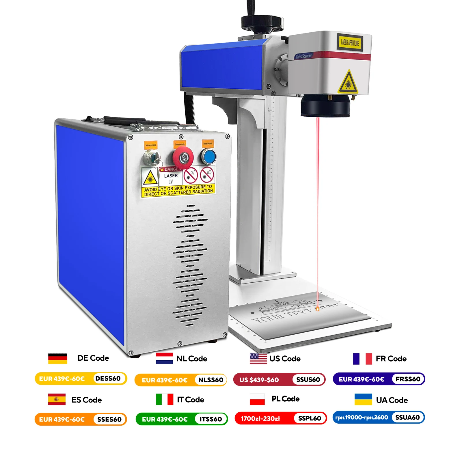 מכונת חיתוך אופטית לחיתוך תכשיטים מתכתיים בצבע זהב וכסף SIHAO Laser Engraver Fiber 30W 50W
