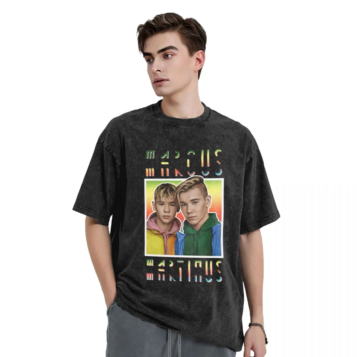 Washed T Shirt Marcus And Martinus Sweden Hip Hop Retro T-Shirts Streetwear Short Sleeve Graphic Printed Tees for Men Women