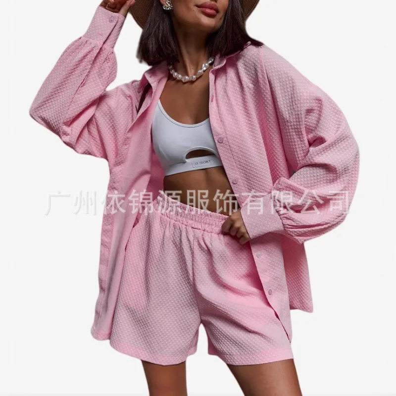 

Women's Fairy Summer Autumn Tops Sets Shirts Long Sleeves Shorts Lantern Sleeves Solid Color Casual Simple Soft New Personalized
