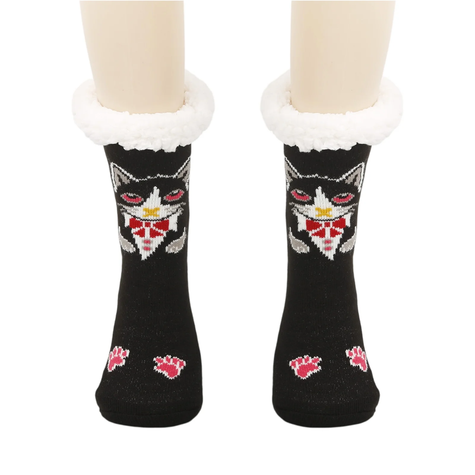 

Cute Winter Warm Sleeping Socks Leisure Athletic Crew Christmas Reindeer Rabbit Wool Mid-Calf Women Winter Cartoon Thread Hoop