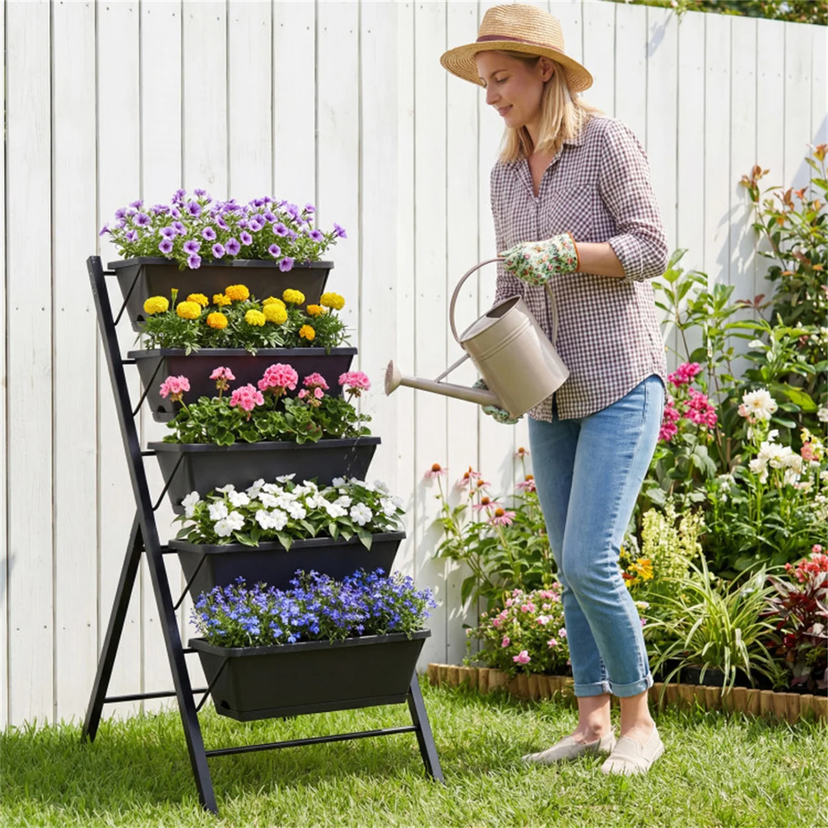 5-Tier Vertical Raised Garden Bed with Removable Planter Boxes & Drip Trays view 6