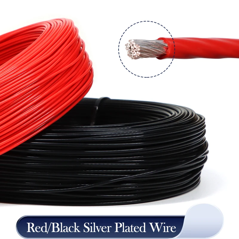 

Red/Black PTFE Silver Plated Electronic Wire FEP Insulated OFC 30~10AWG DIY Audio Headphone HiFi Signal Copper Cable 1~100Meters