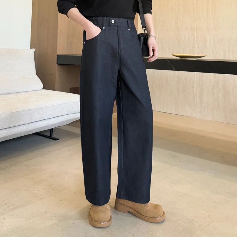 

Men's Casual Loose Straight Leg Jeans Simple Luxury Neapolitan Sle Vintage Trend Cotton Polyester Blend Winter Wear