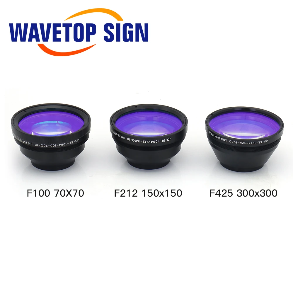 WaveTopSign ไฟเบอร์เลเซอร์ F-theta Scan เลนส์ F100 70x70 มม.F160 110x110 มม.F254 175x175 มม.ควอตซ์ Materia สําหรับ Min.60W เลเซอร์