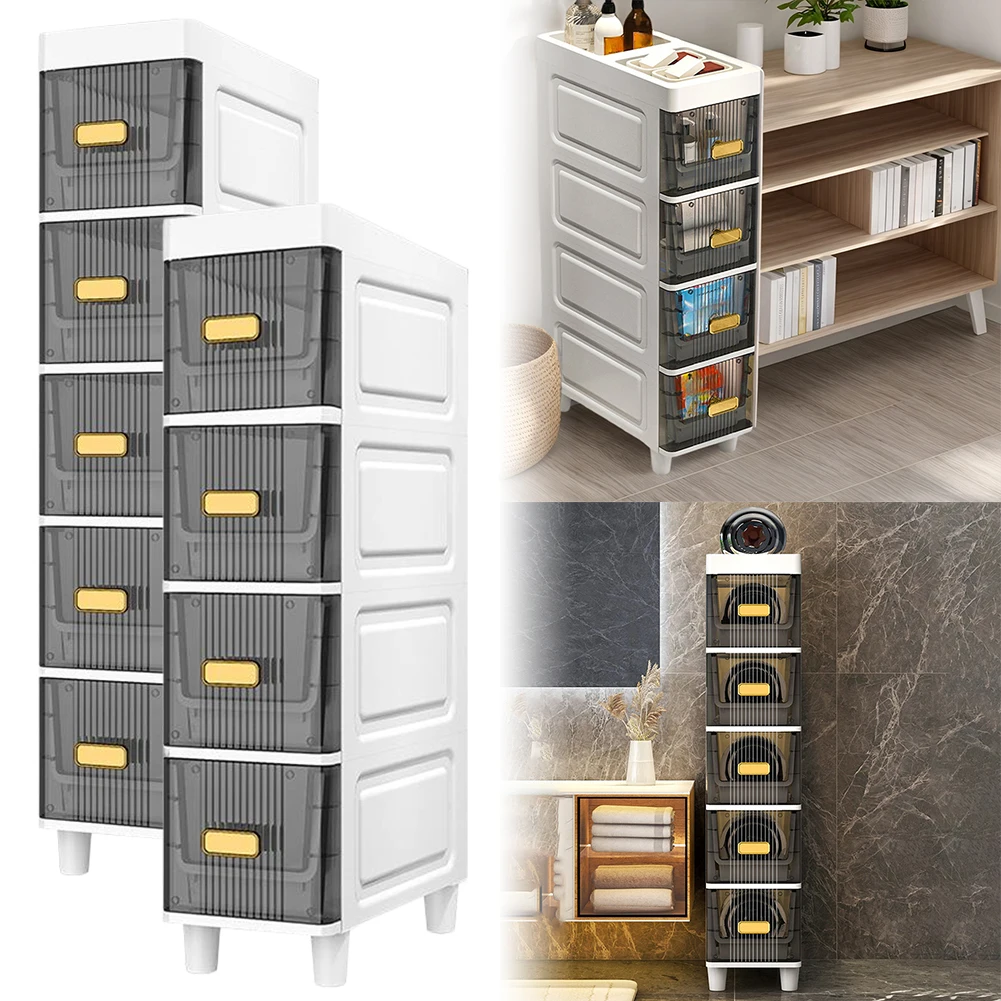 Bathroom Storage Cabinet 4/5 Tier Waterproof Light Luxury Bathroom Organizer Shelves for Kitchen Bathroom Corner and Small Space