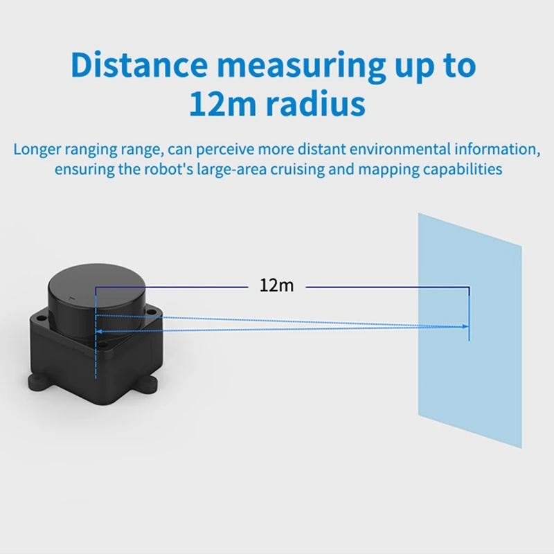 Imagem -03 - Scanner para Mapeamento Robótico Ld06 Ld19 D300 Dtof Faixa 12m 360 ° Preto Suporte Ros Ros2 Raspberry pi Jetson Lidar3d