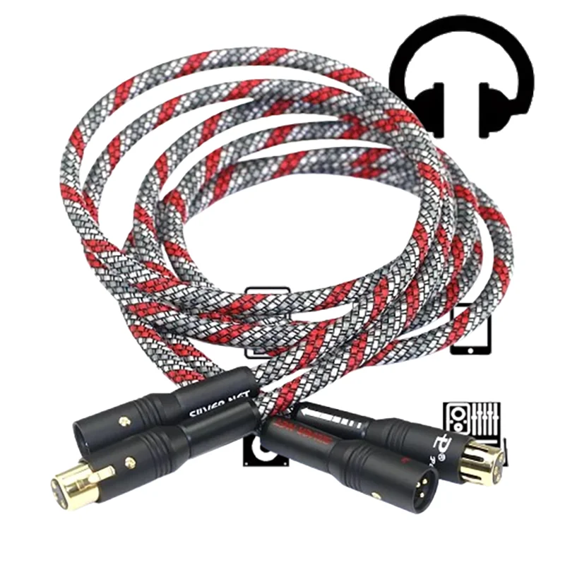 QED مرجع XLR رباعي الحماية: كابل رباعي النواة متوازن OCC مطلي بالفضة لميكروفونات Pro Studio #3